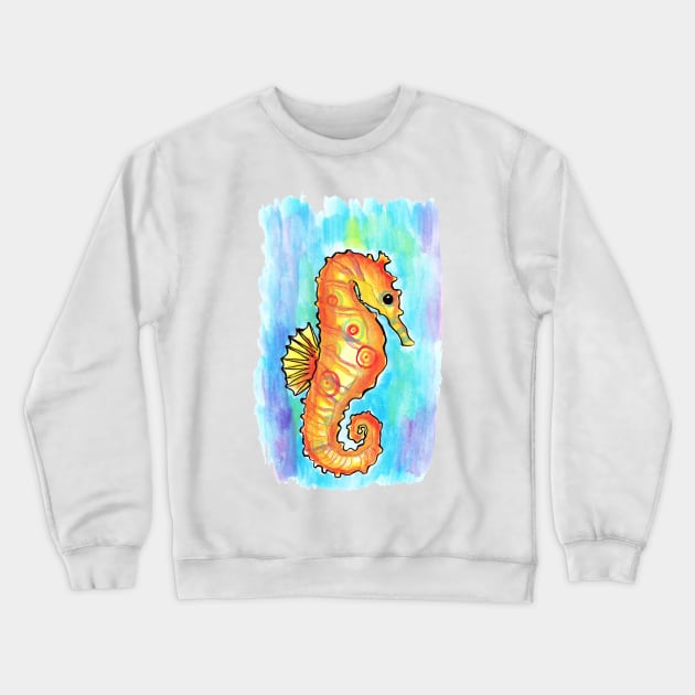 Watercolor Seahorse Crewneck Sweatshirt by saradaboru